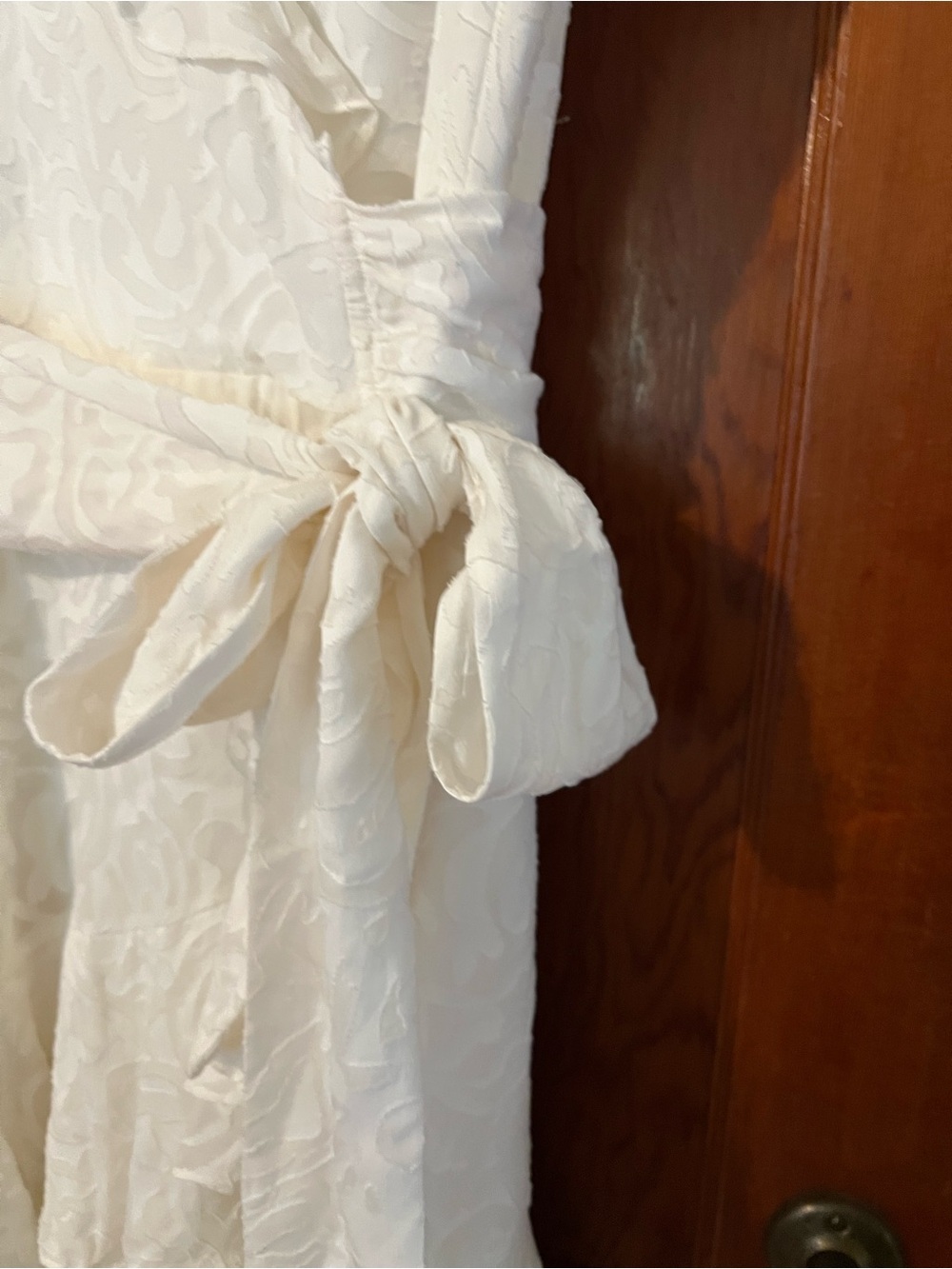 Tanya Taylor Ivory Wrap Dress Size 0 NWOT Ruffle Sleeve Bridal Cocktail Dress - Picture 11 of 14